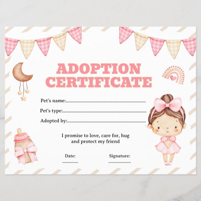 Redigerbart intyg för dockadoption reklamblad (Framsidan)