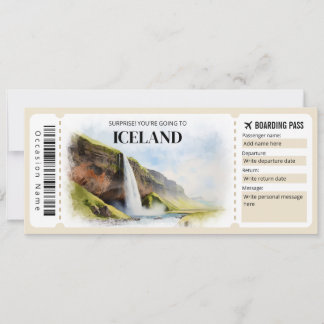 Redigerbart Island-boardingkort Flygplan biljett Inbjudningar