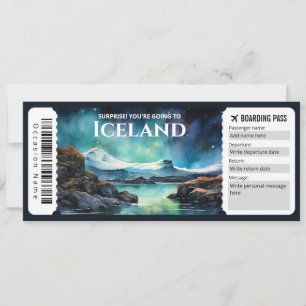 Redigerbart Island-boardingkort Flygplan biljett Inbjudningar