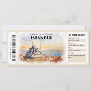 Redigerbart Istanbul-boardpass för Flygplan i Turk Inbjudningar