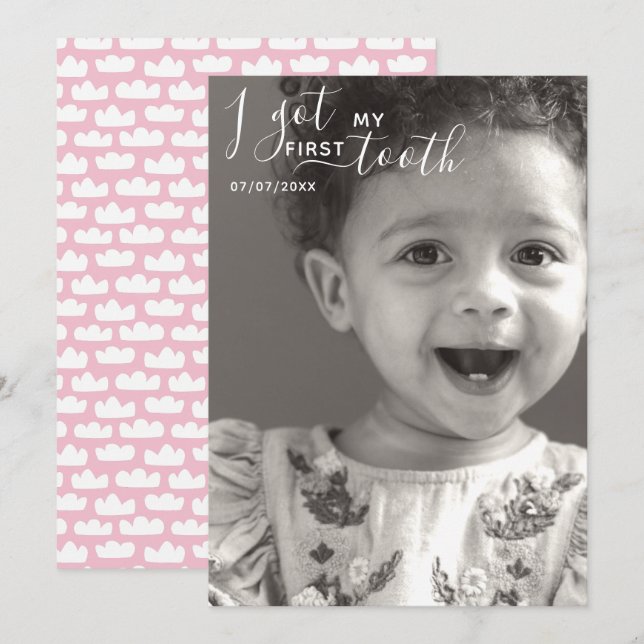 Redigerbart Jag har mitt första tandkort Julkort (Fram/baksida)