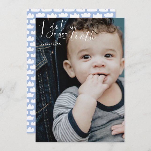 Redigerbart Jag har mitt första tandkort Julkort (Fram/baksida)