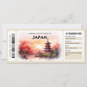 Redigerbart japanskt Flygplan-boardingkort Inbjudningar