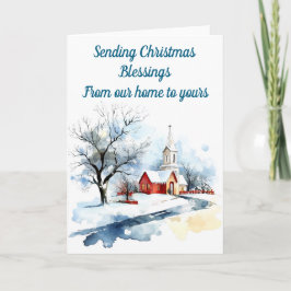 Redigerbart julkort för vinterkyrka kort
