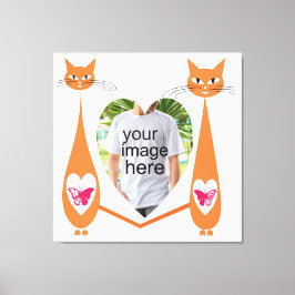 Redigerbart katt-Kärlek-hjärta - Anpassningsbar-te Canvastryck