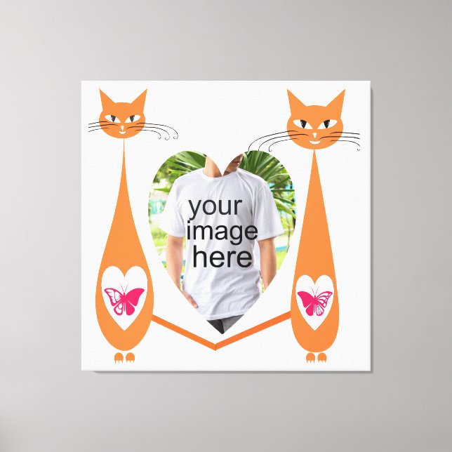 Redigerbart katt-Kärlek-hjärta - Anpassningsbar-te Canvastryck (Framsida)