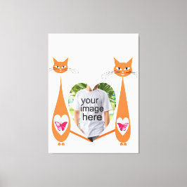 Redigerbart katt-Kärlek-hjärta - Anpassningsbar-te Canvastryck