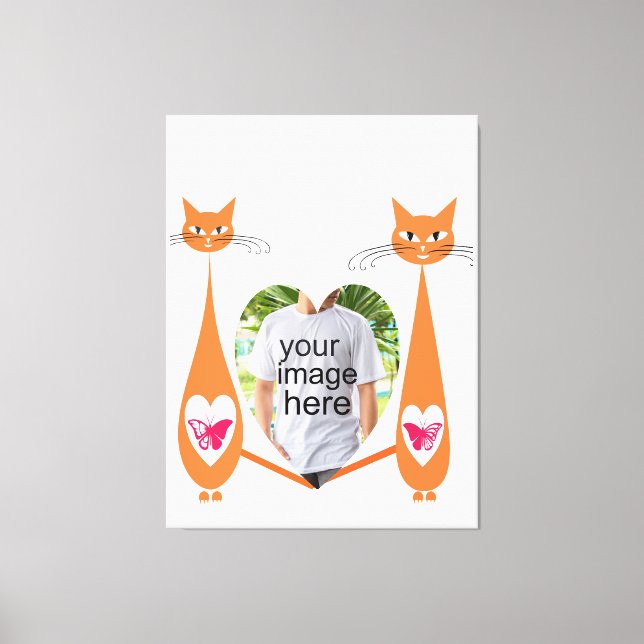 Redigerbart katt-Kärlek-hjärta - Anpassningsbar-te Canvastryck (Framsida)