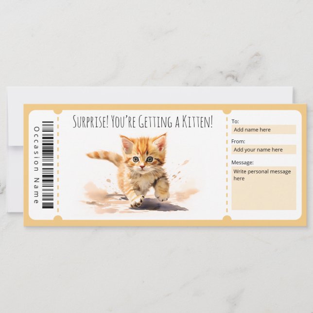 Redigerbart Kitten Gift-certifikat för kattälskare Inbjudningar (Framsida)