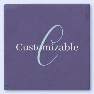 Redigerbart kursivt skript Monogram Purplish Blue Stenunderlägg