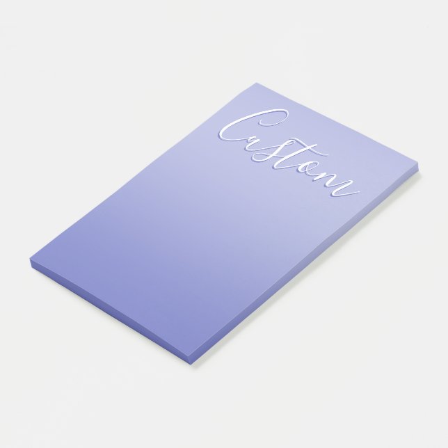 Redigerbart kursivt skript | Vit och Lila Violet Post-it Block (Vinklad)