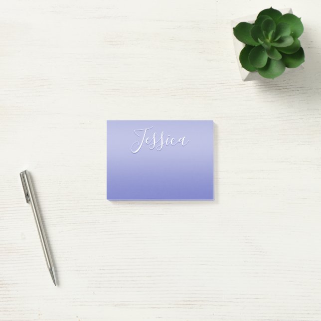 Redigerbart kursivt skript | Vit och Lila Violet Post-it Block (Kontor)