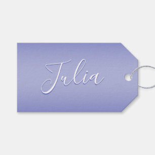 Redigerbart kursivt skript Vit och Lila Violet Presentetikett