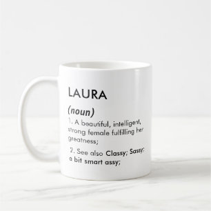 Redigerbart Laura namn definition, anpassat namn Kaffemugg