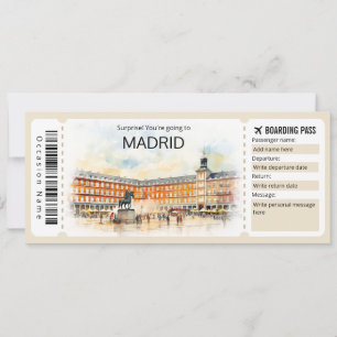 Redigerbart Madrids boardingpass Spanien Flygplan Inbjudningar