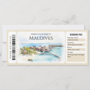 Redigerbart maldives Flygplan-boardingpass Biljett Inbjudningar