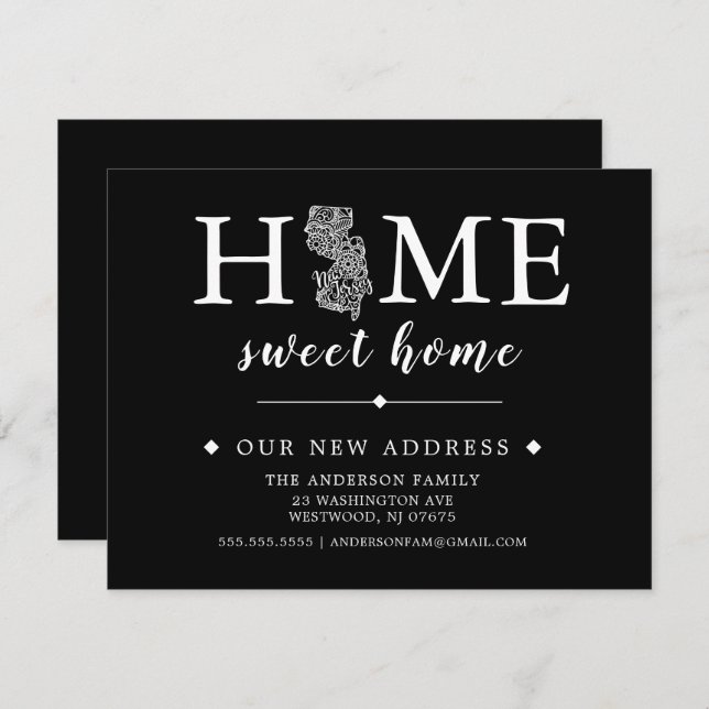 Redigerbart meddelande om Flytta i Färg NEW JERSEY Inbjudningar (Fram/baksida)