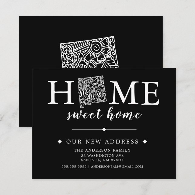 Redigerbart meddelande om Flytta i Färg NEW MEXICO Inbjudningar (Fram/baksida)