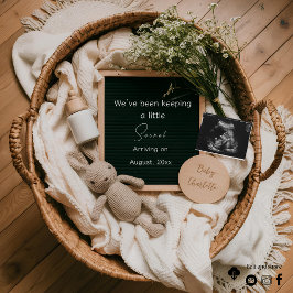 Redigerbart meddelande om gravid av boho-neutralt inbjudningar