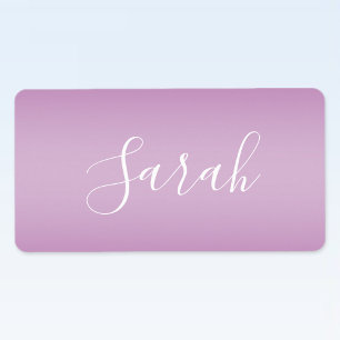 Redigerbart mjukt Mauve Ombre & White Text Script Adressetikett