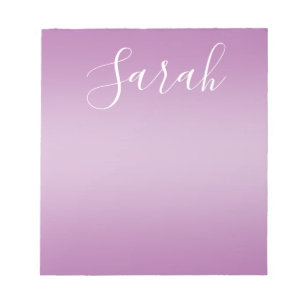 Redigerbart mjukt Mauve Ombre & White Text Script Anteckningsblock