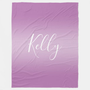 Redigerbart mjukt Mauve Ombre & White Text Script Fleecefilt