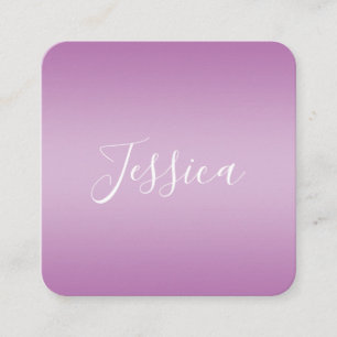 Redigerbart mjukt Mauve Ombre & White Text Script Fyrkantigt Visitkort