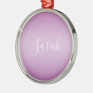 Redigerbart mjukt Mauve Ombre & White Text Script Julgransprydnad Metall