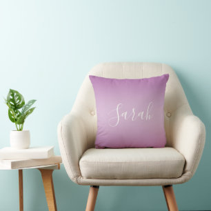 Redigerbart mjukt Mauve Ombre & White Text Script Kudde