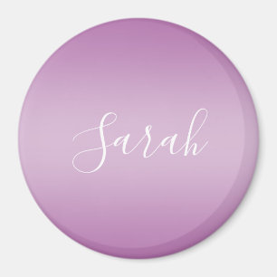 Redigerbart mjukt Mauve Ombre & White Text Script Magnet