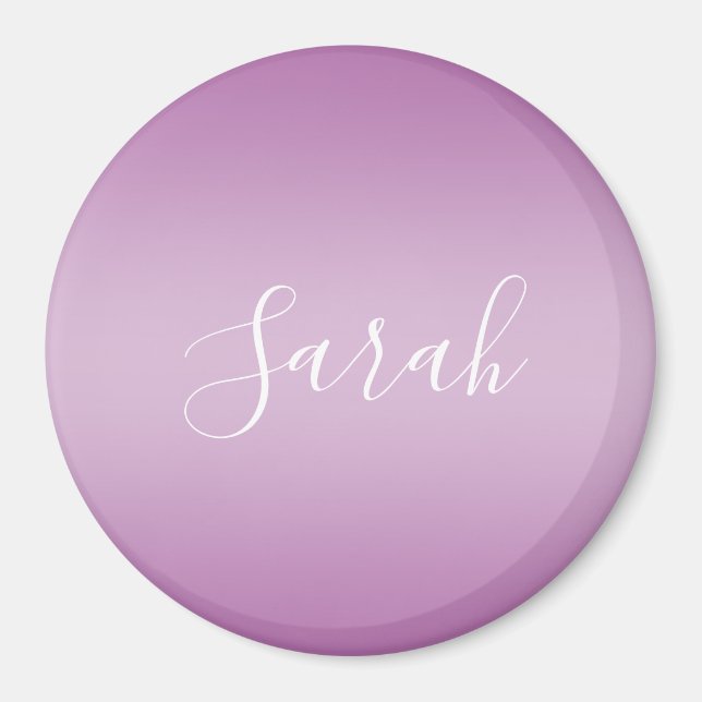 Redigerbart mjukt Mauve Ombre & White Text Script Magnet (Framsidan)