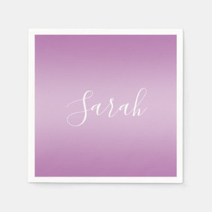Redigerbart mjukt Mauve Ombre & White Text Script Pappersservett