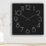 Redigerbart modernt, minimalistiskt svart och vitt fyrkantig klocka<br><div class="desc">Lägg till din egen text (eller lämna den som den är) till denna moderna minimalistiska svarta och vita väggklocka. Bakgrund färg är helt anpassade med Zazzles verktyg.</div>