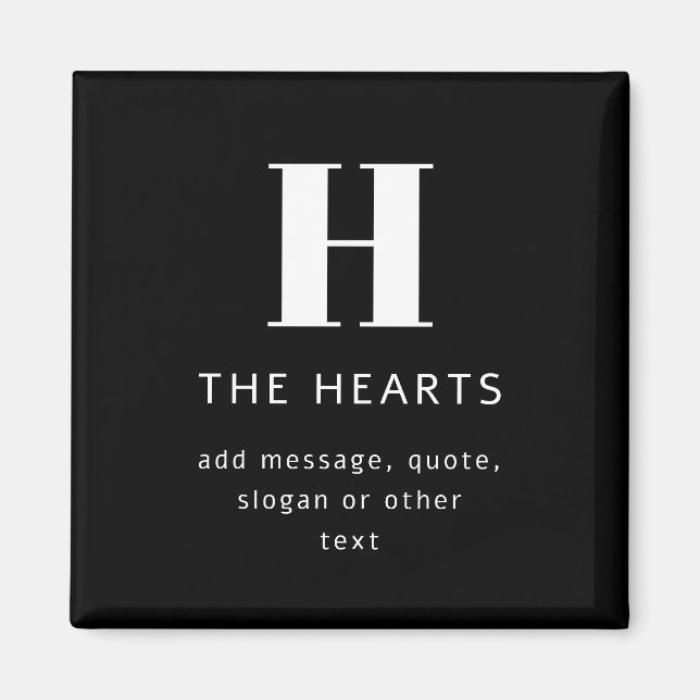 Redigerbart Modernt Monogramnamn & Meddelande | Sv Magnet (Framsidan)