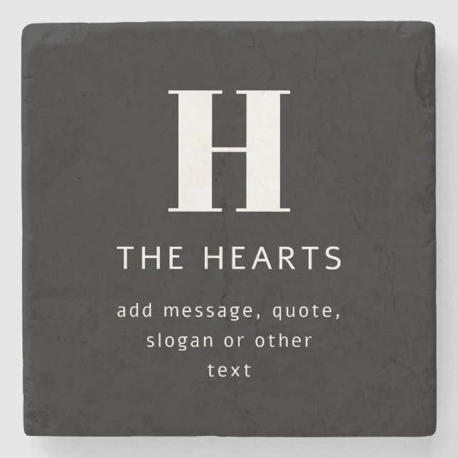 Redigerbart Modernt Monogramnamn & Meddelande | Sv Stenunderlägg (Framsidan)