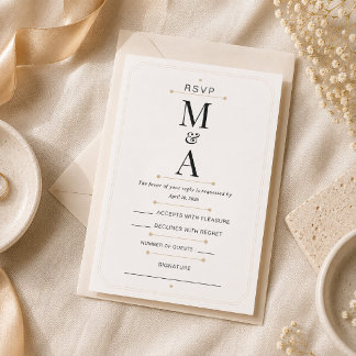 Redigerbart Monogram Minimal Lyx RSVP-kort OSA Kort
