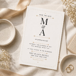 Redigerbart Monogram Minimal Lyx Spara Datumet Inbjudningar