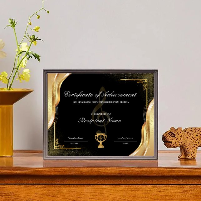Redigerbart Musikcertifikat för Prestation och Utm (Editable Music Certificate of Achievement Award)