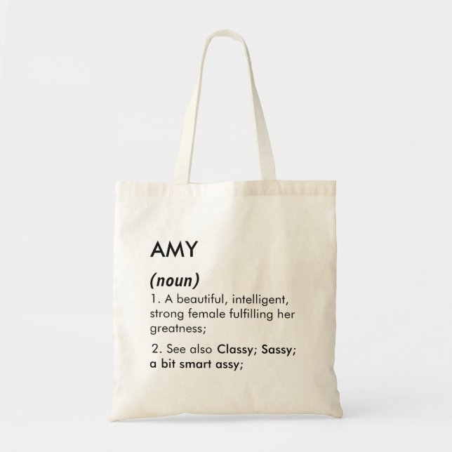 Redigerbart namn Amy definition, anpassat namn Tygkasse (Framsidan)