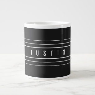 Redigerbart Namn och geometriskt Rand   Svartvitt Jumbo Mugg