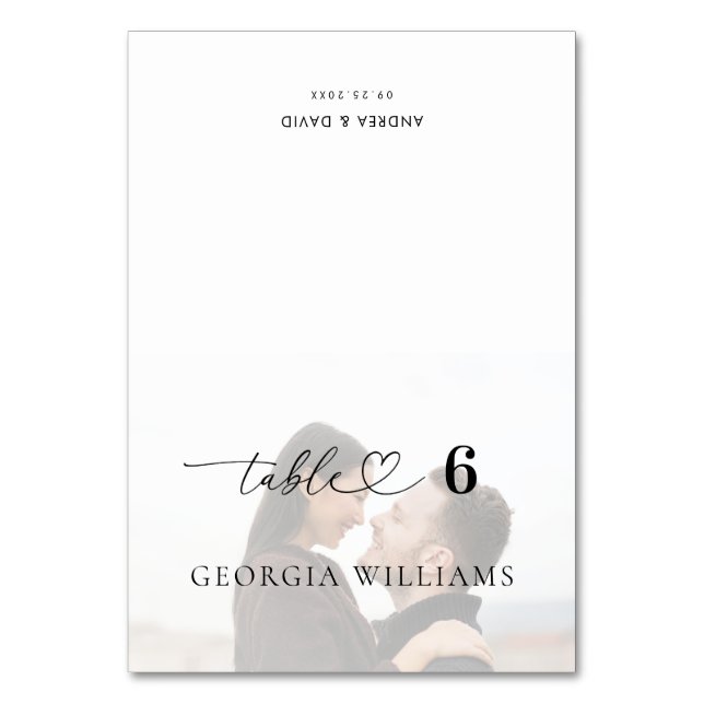 Redigerbart Namn på Gäst Förfallen Foto Bröllops B Bordsnummer (Framsidan)