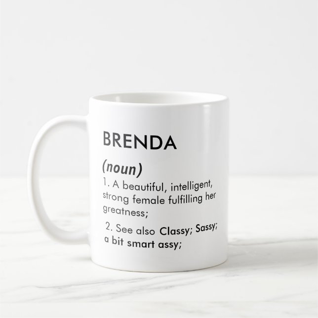 Redigerbart namndefinition för Brenda, anpassat na Kaffemugg (Vänster)