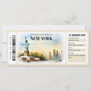 Redigerbart New York-boardingpass Flygplan biljett Inbjudningar