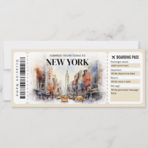 Redigerbart New York-boardingpass Flygplan biljett Inbjudningar