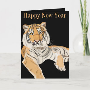 Redigerbart nyårskort för tiger kort