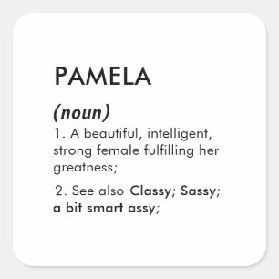 Redigerbart Pamela namn definition, anpassat namn Fyrkantigt Klistermärke
