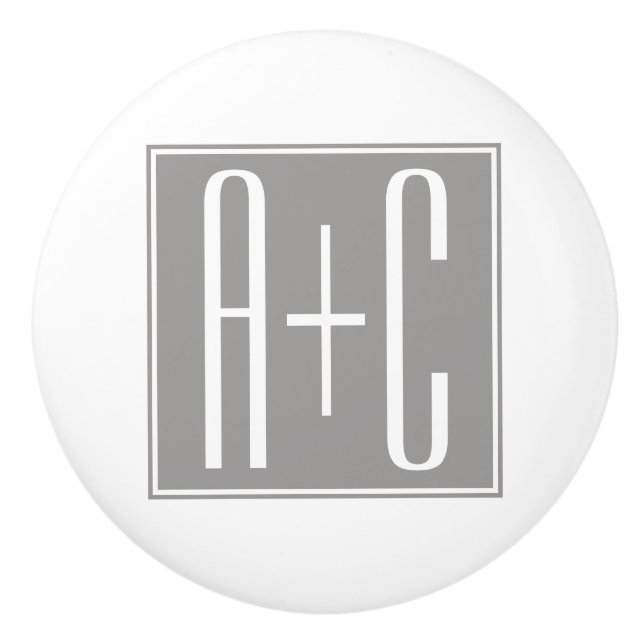 Redigerbart Par Initialer | Vitt och Grått Knopp (Framsidan)