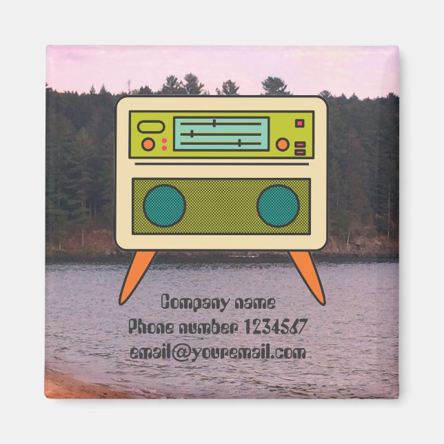 Redigerbart Retro Radio Magnet för märkning (Framsidan)