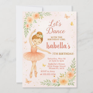 Redigerbart Rosa Tutu Party-kort för flickor Inbjudningar