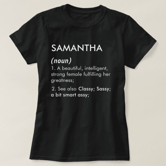 Redigerbart Samantha namn definition, anpassat nam T Shirt (Design framsida)